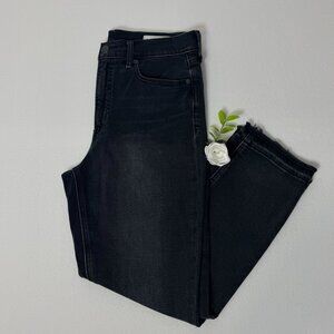 Gap Vintage Slim High Rise Black Denim Jeans Frayed Hem Womens Size 29 Petite